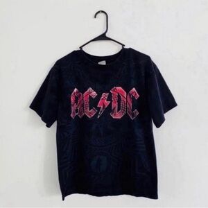 AC/DC Black Tribal Polynesian Logo Tee Medium
